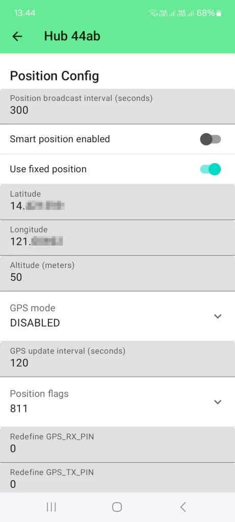 Setup fixed location