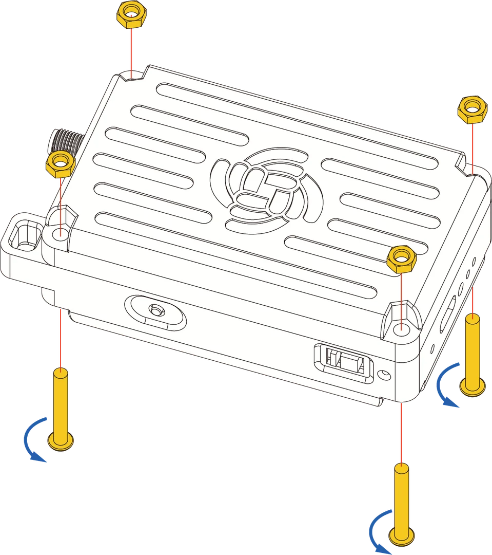 Align enclosure and fix screws