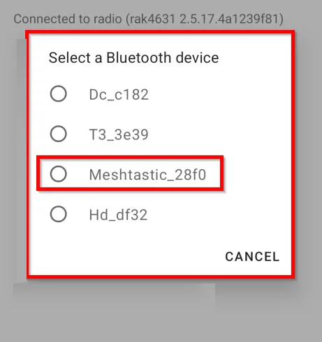 BLE device list
