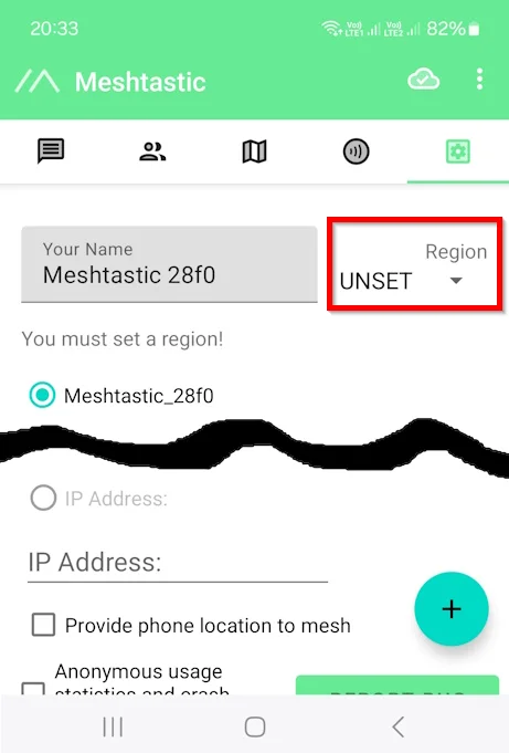 Setup region