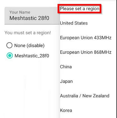 Region list