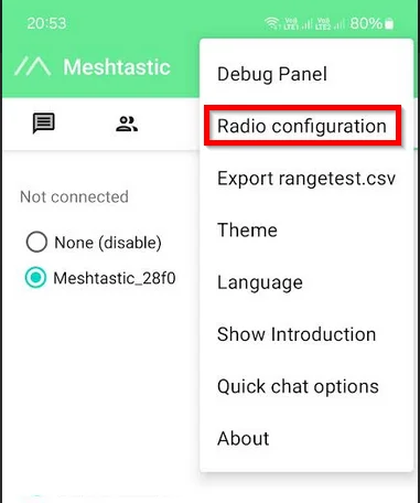 Go to Radio Configuration