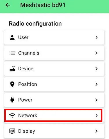 WiFi network settings