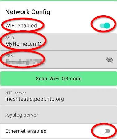 WiFi network configuration