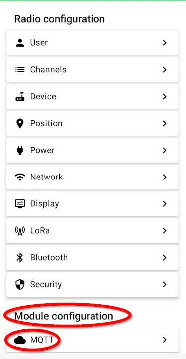 MQTT settings