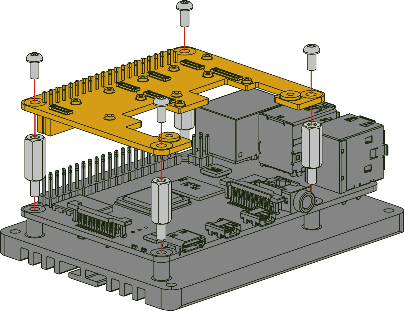 WisMesh RAK6421 Pi HAT assembly