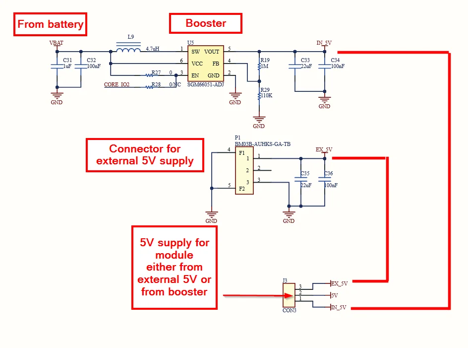 RAK13302 5 V supply selection
