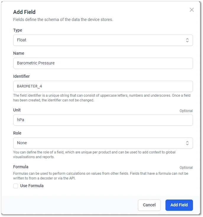 Configuration fields