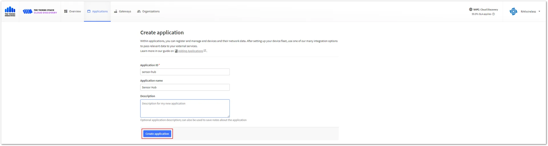 Fill in the Application ID field