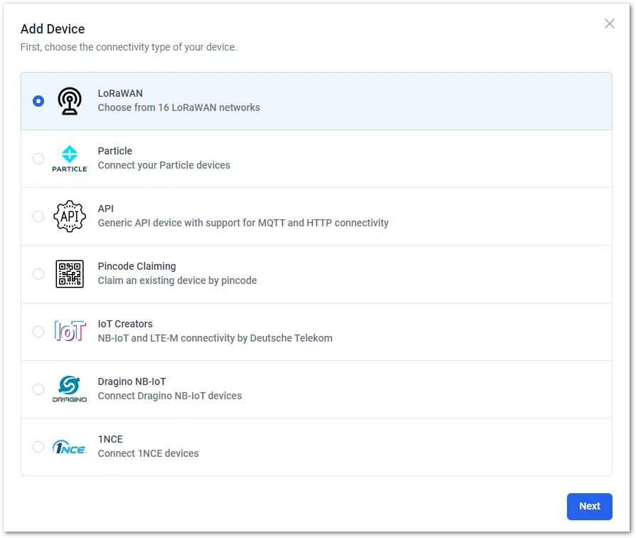 Select LoRaWAN