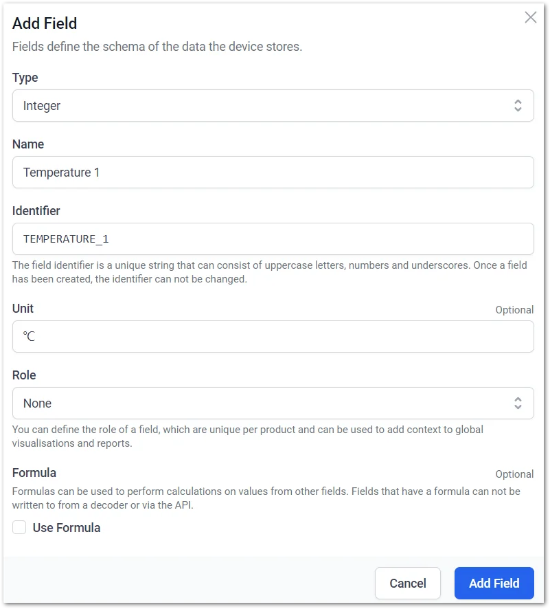 Configuration fields