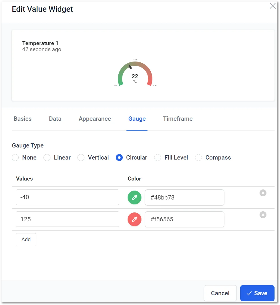 Set the widget type