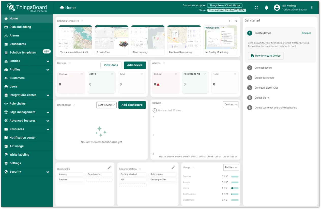 ThingsBoard homepage