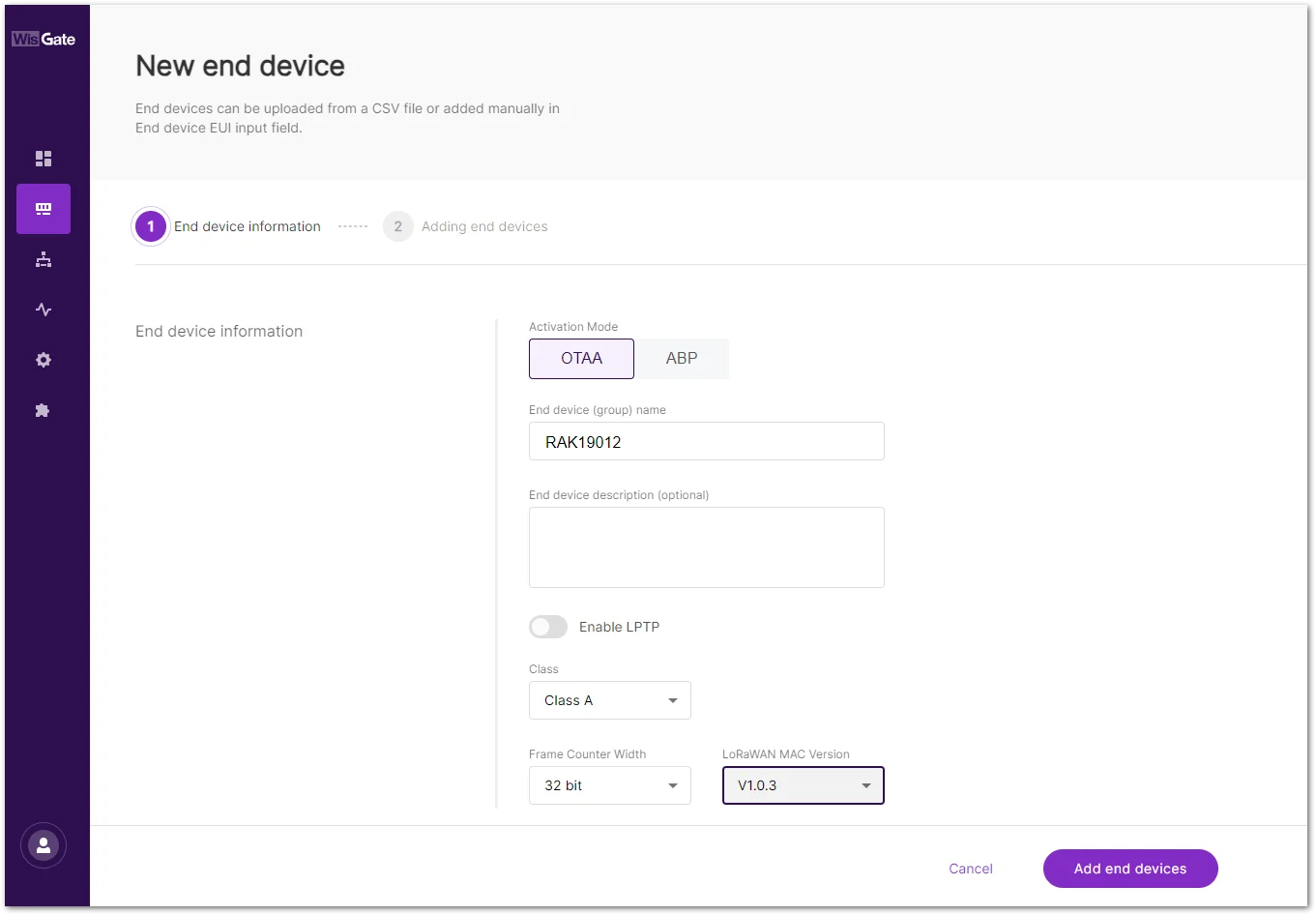 Add new end devices