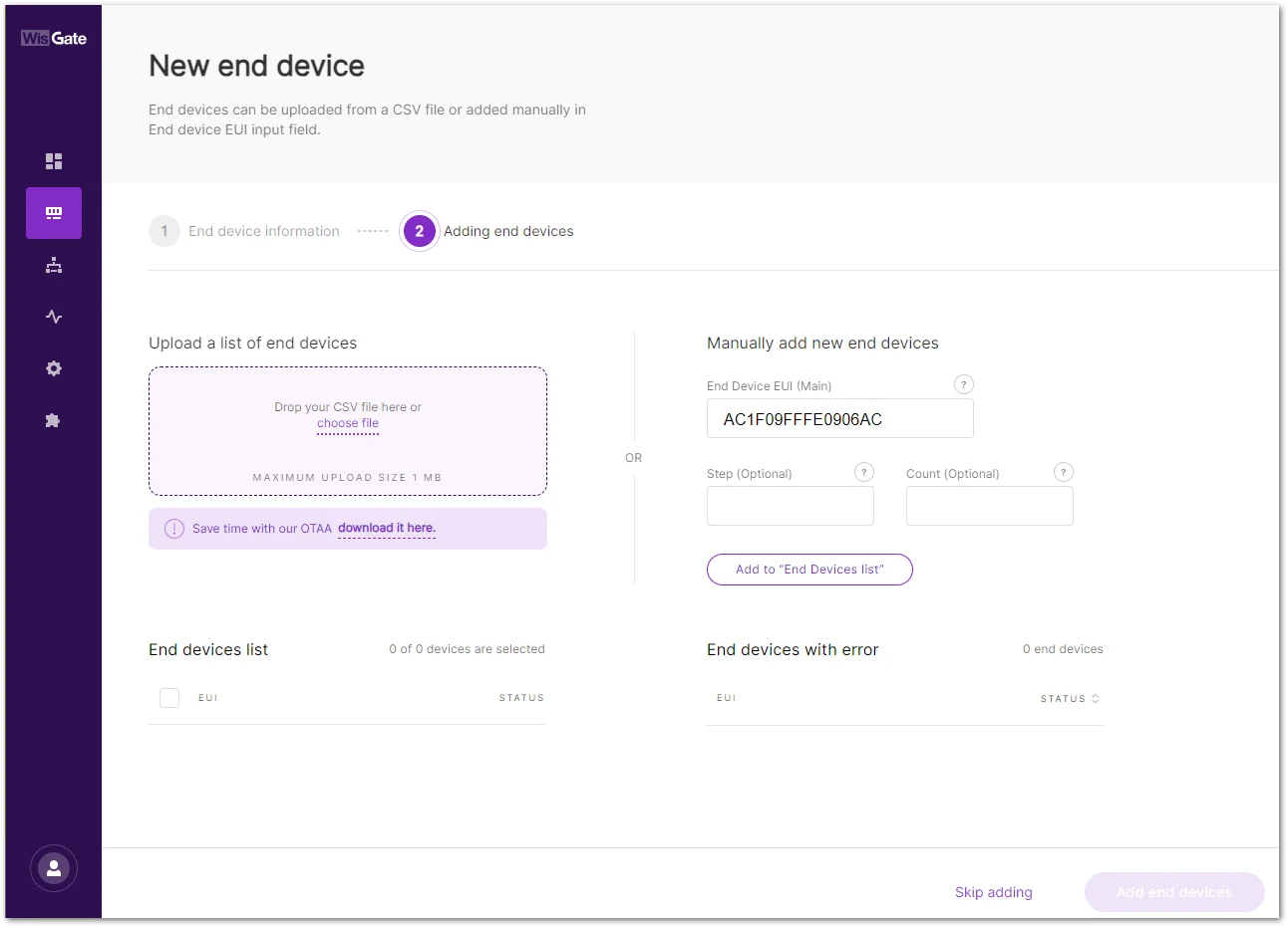Add the device to the device list