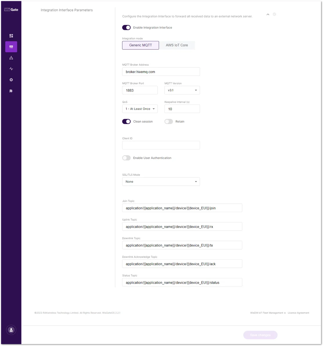 Set up MQTT integration