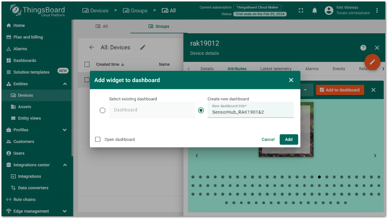 Enter the dashboard name