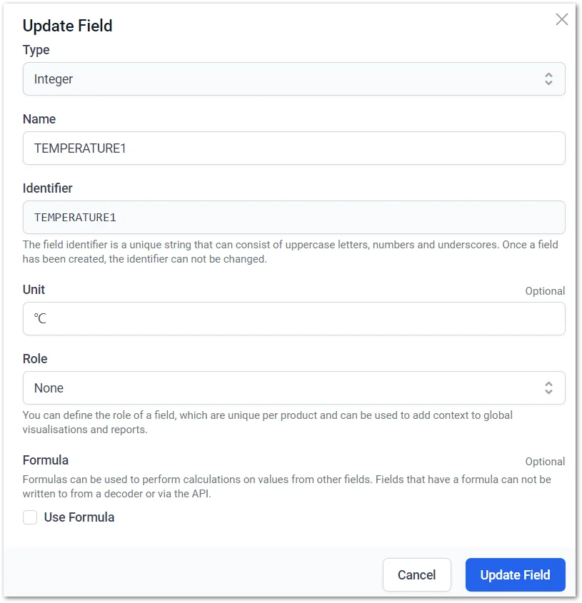 Set the related parameters of the field