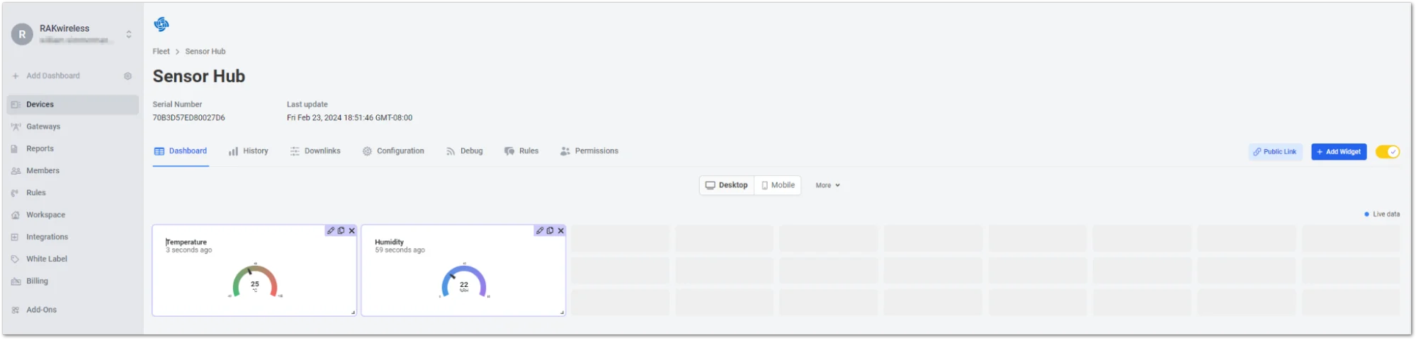 Successfully created temperature widget