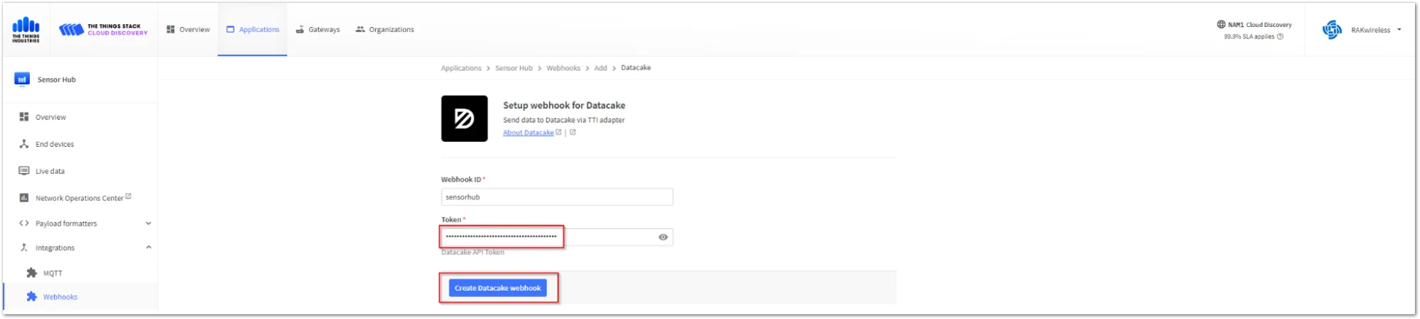 Create the Datacake Webhook