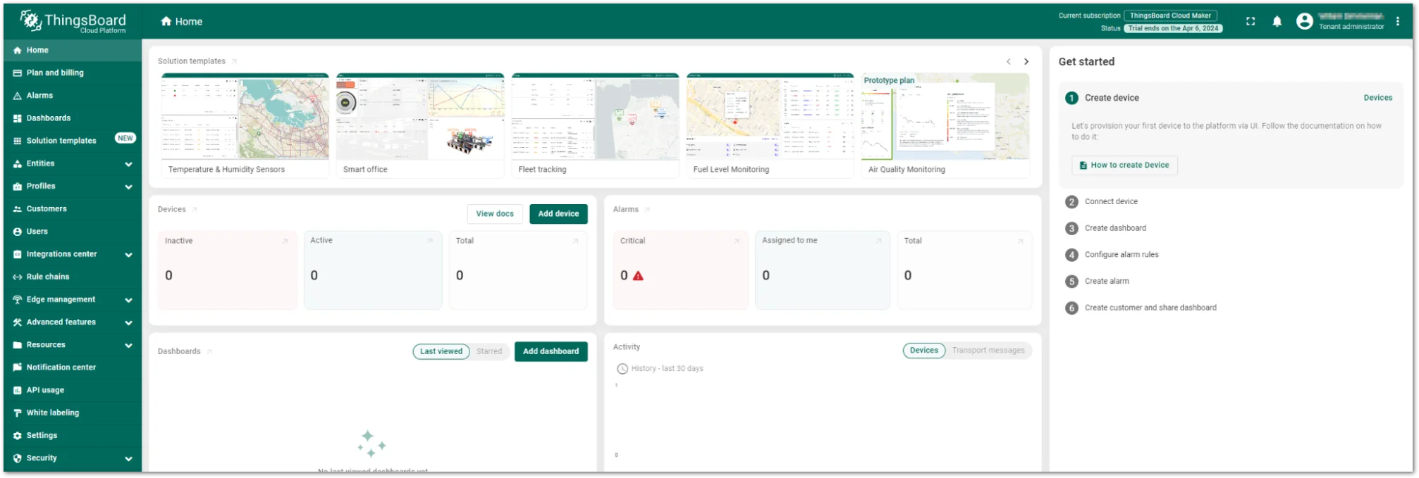 ThingsBoard homepage