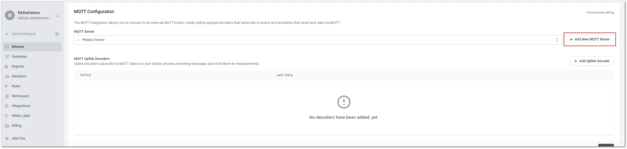 Configure the external MQTT Broker