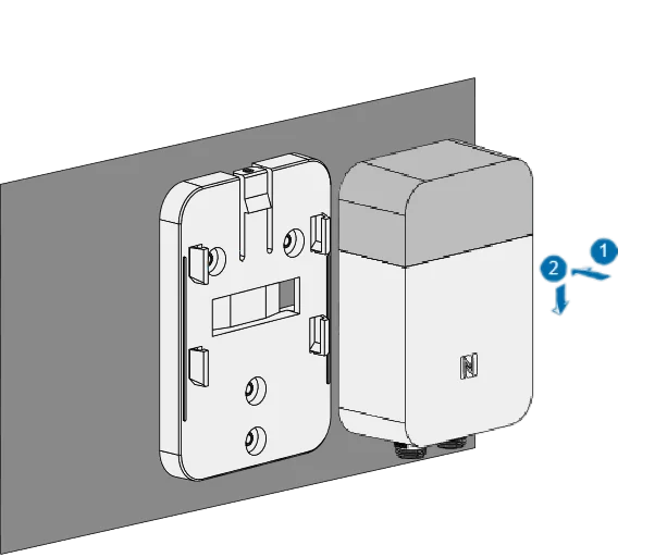 Align the device with the hanging tabs