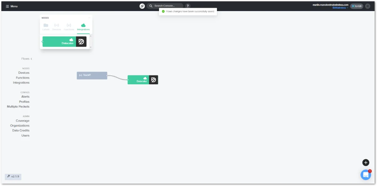 Creating the connection between the device and the integration