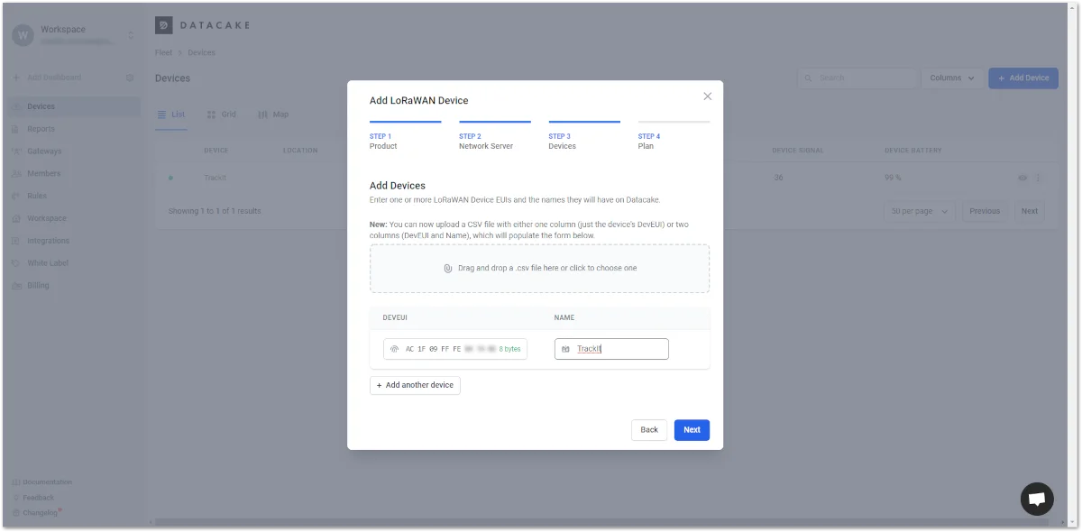 Adding device