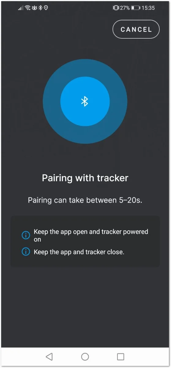 Pairing screen