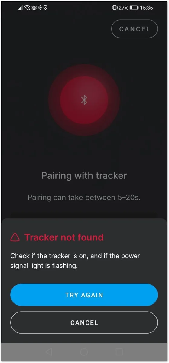 Pairing screen