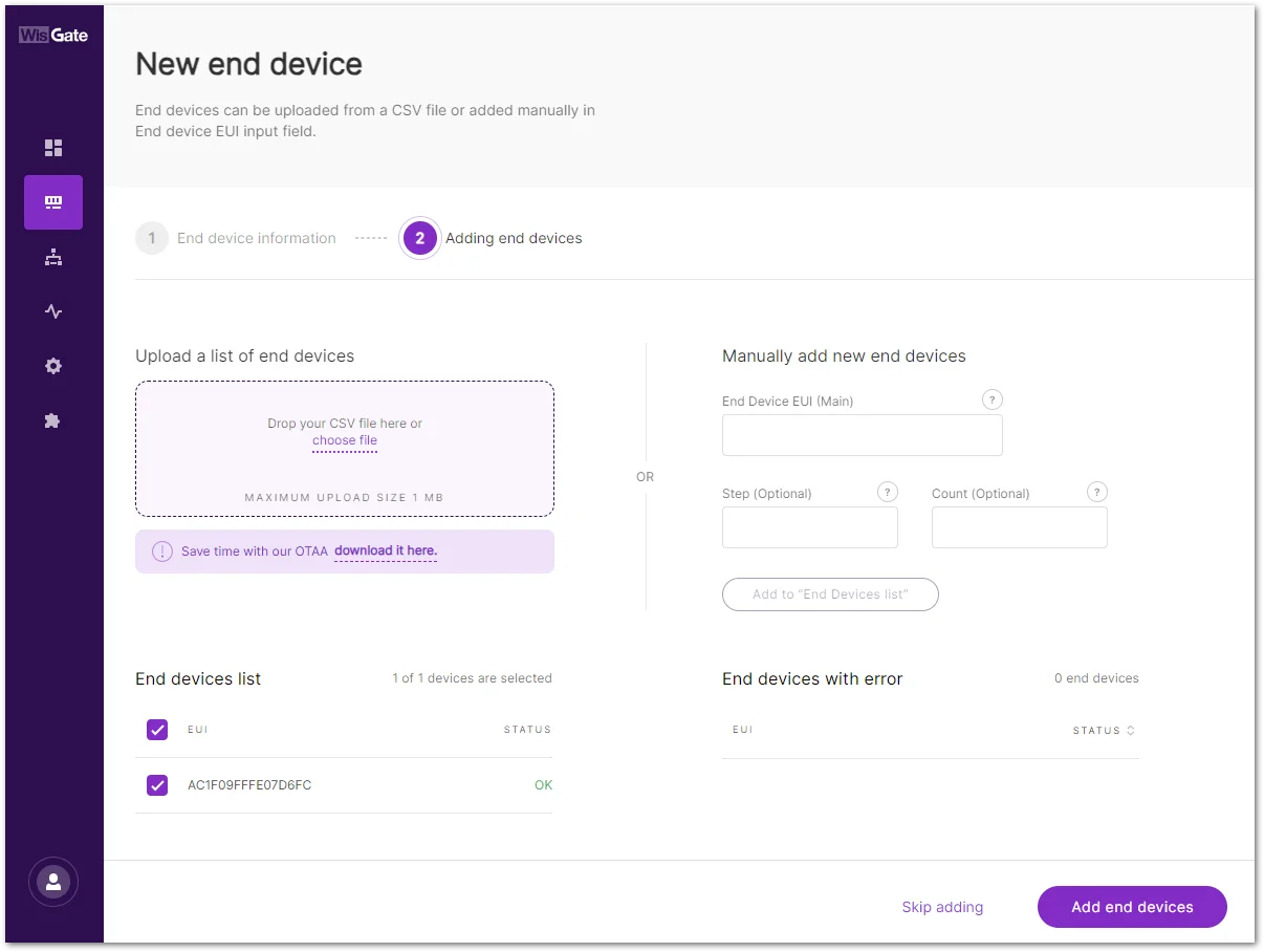 Adding end device