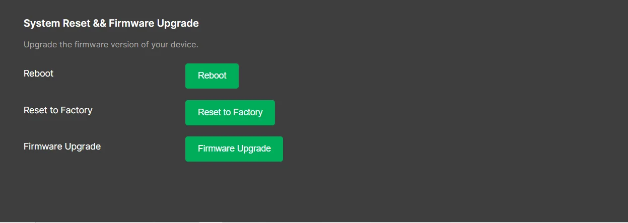 System reset & firmware upgrade