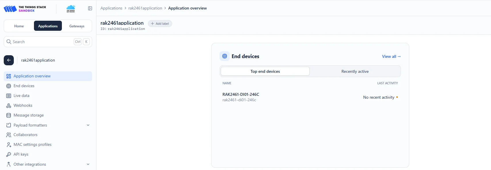 Added device in the TTN