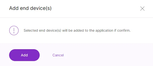 Confirmation message for adding a device