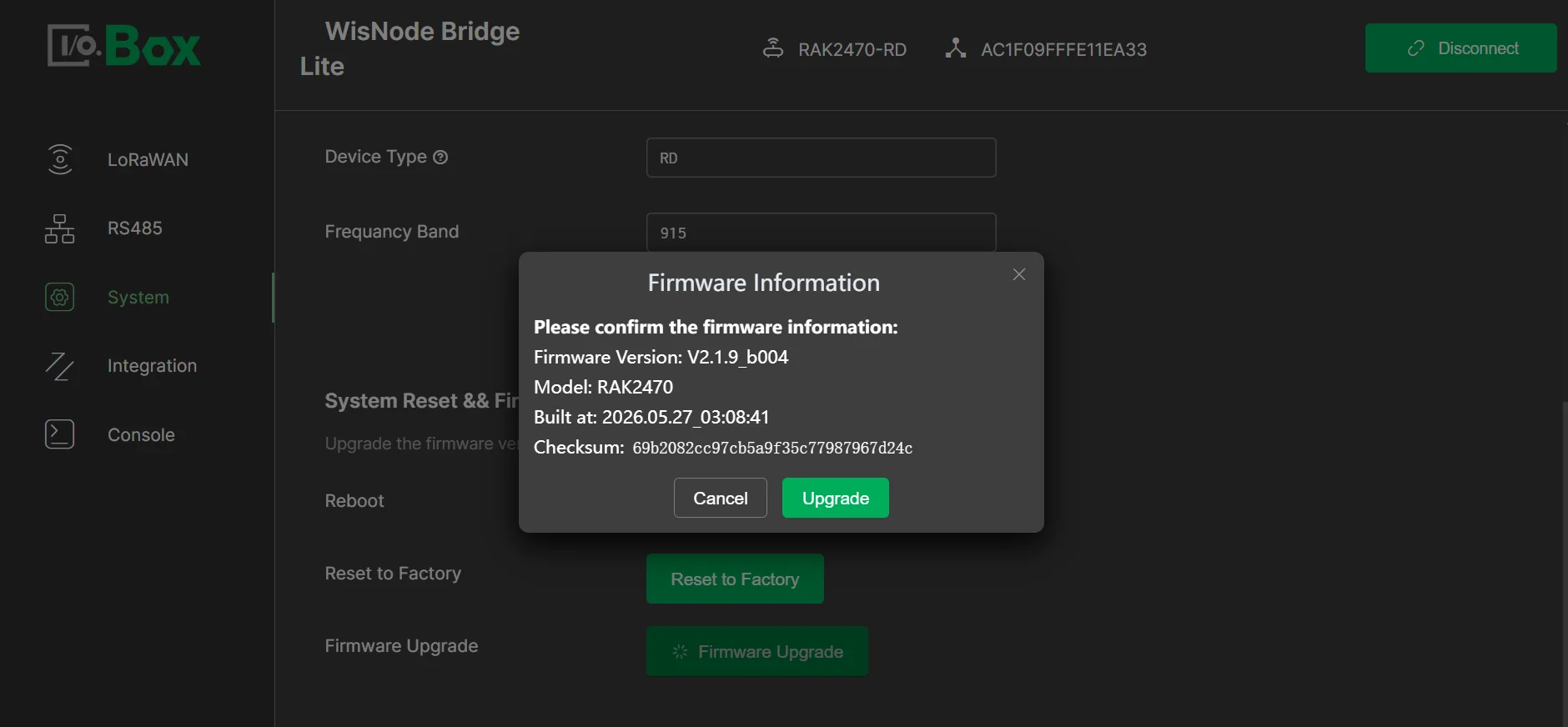 Confirm the firmware information