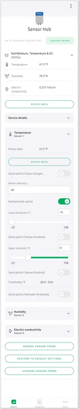 Sensor parameters