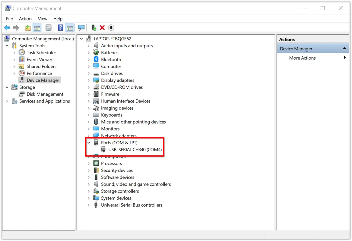 USB-SERIAL CH340 Driver Successfully Installed