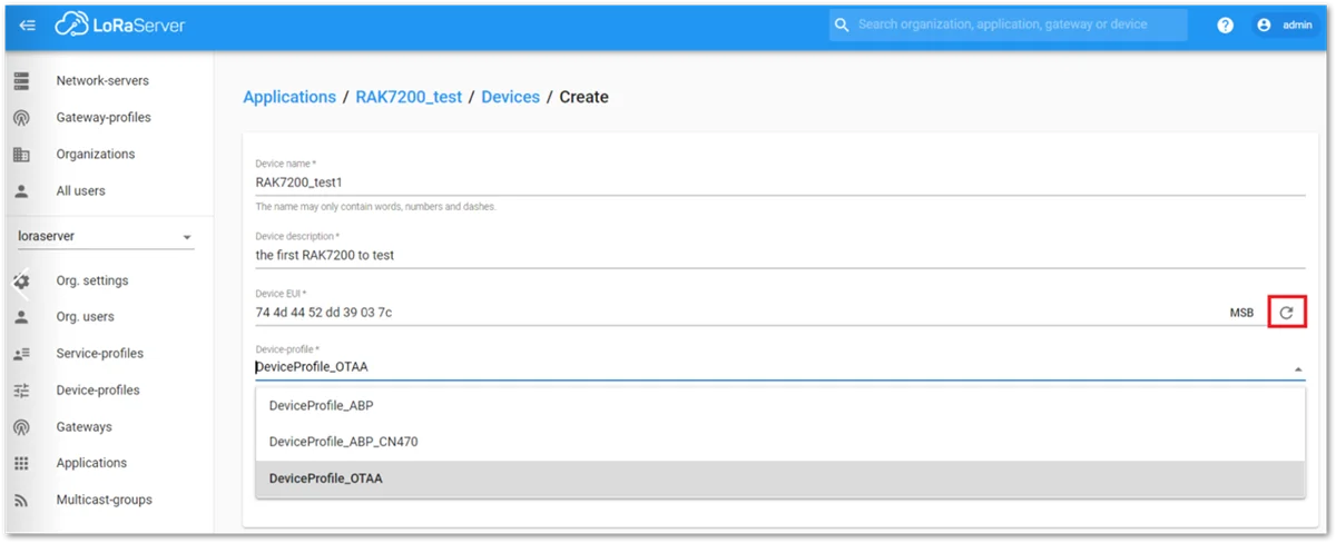 Generate a New Device EUI