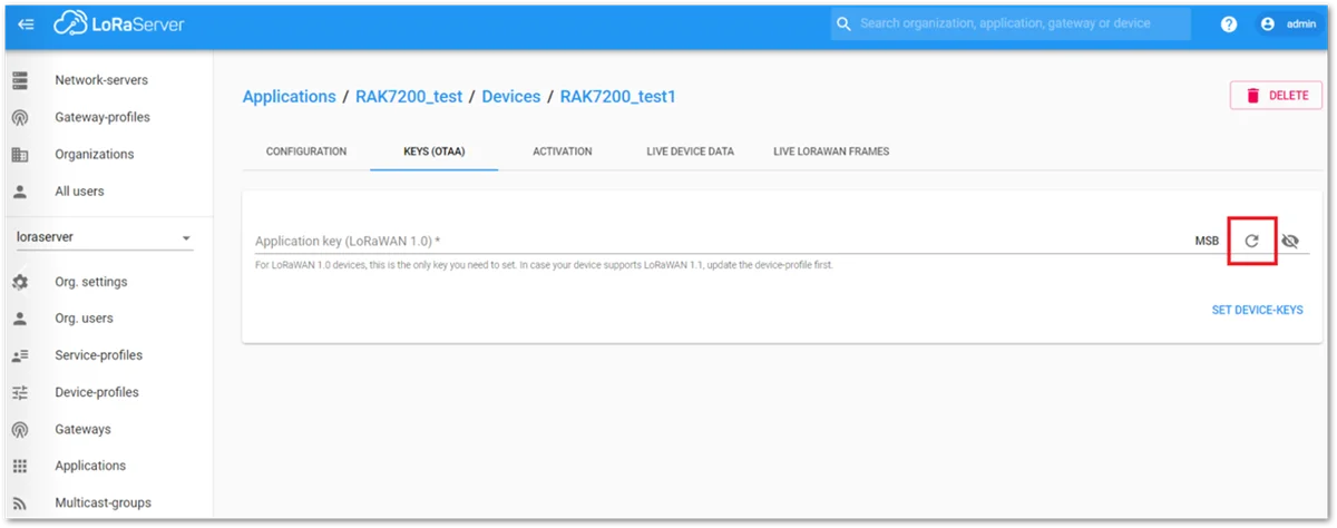 Chirpstack OTAA Set Application Keys