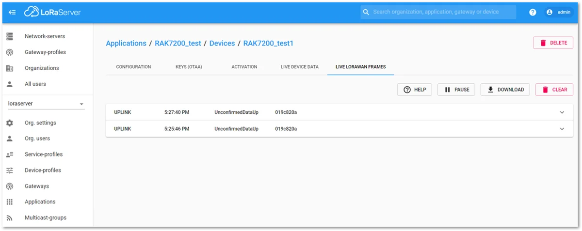Chirpstack Data Received Preview