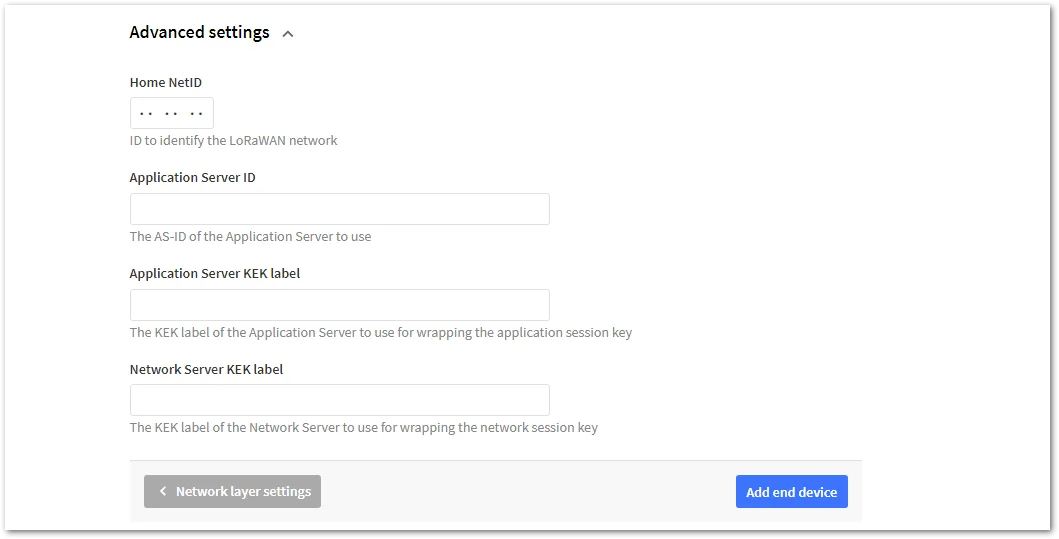 Advanced join settings for OTAA mode