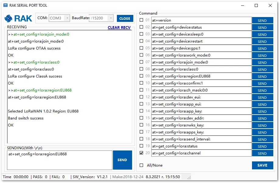 Setting up the RAK7200 WisNode Track Lite operation mode