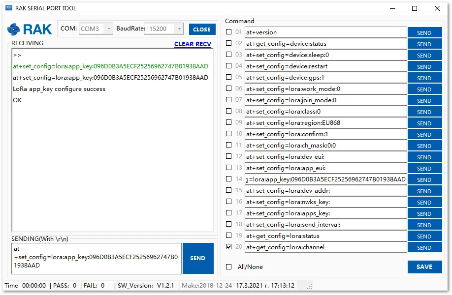 Setting up the RAK7200 WisNode Track Lite OTAA parameters
