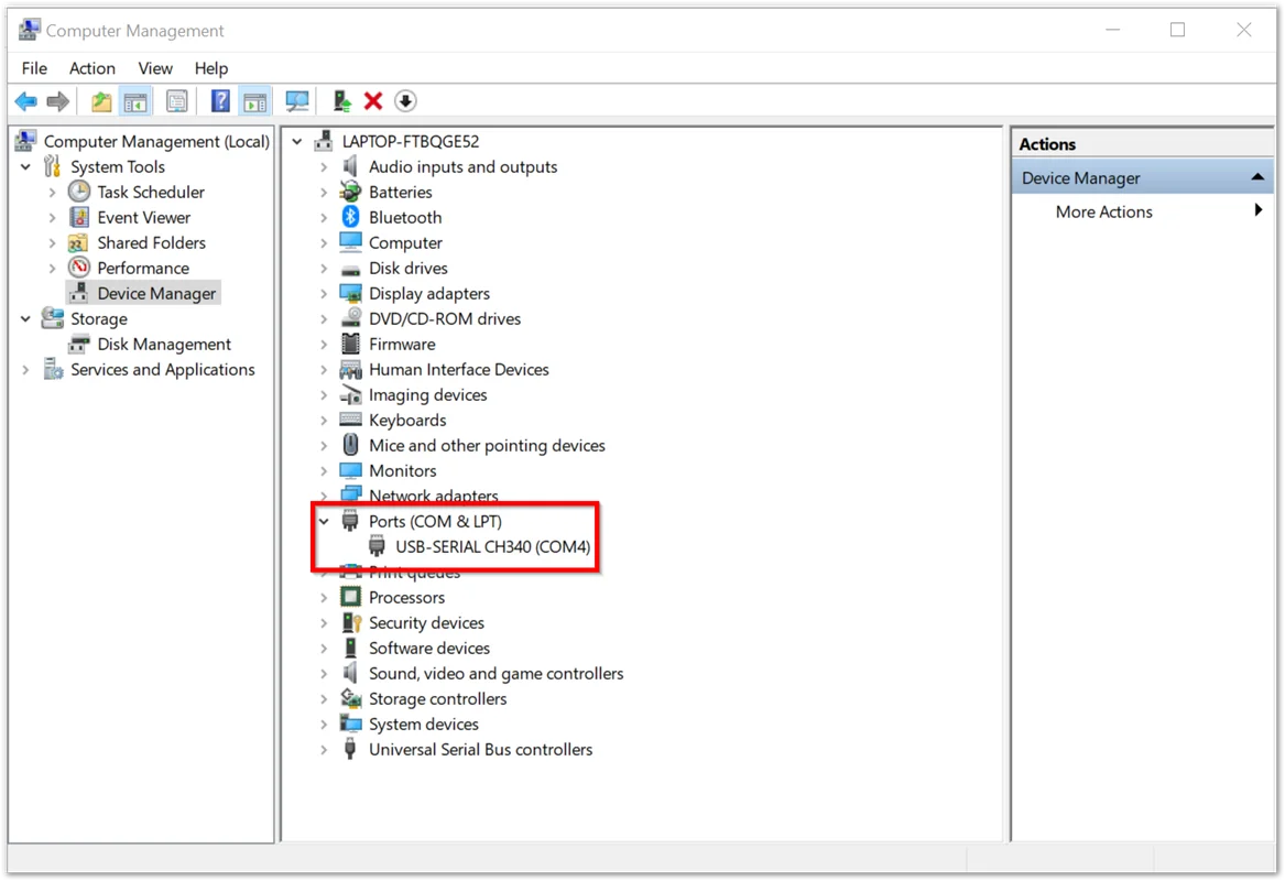 USB-SERIAL CH340 Driver Successfully Installed