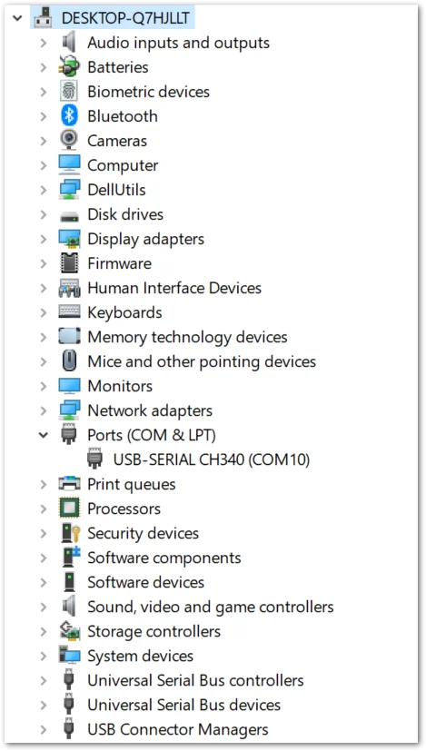Checking the Serial Port number