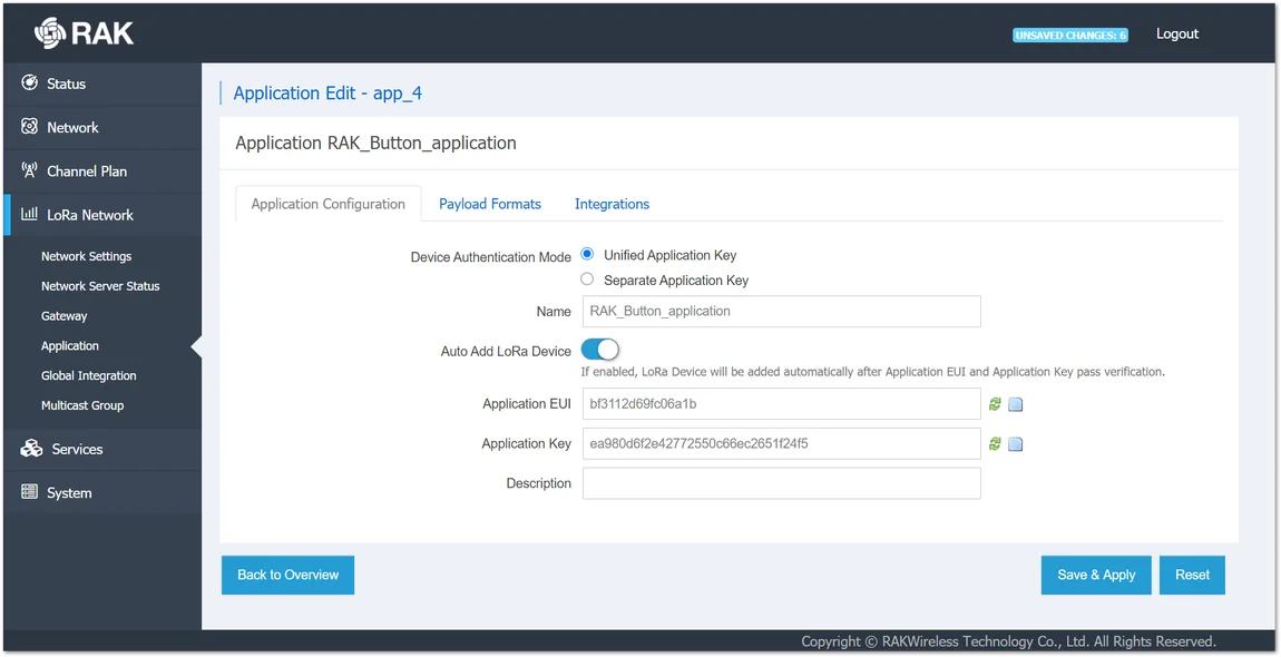Application settings