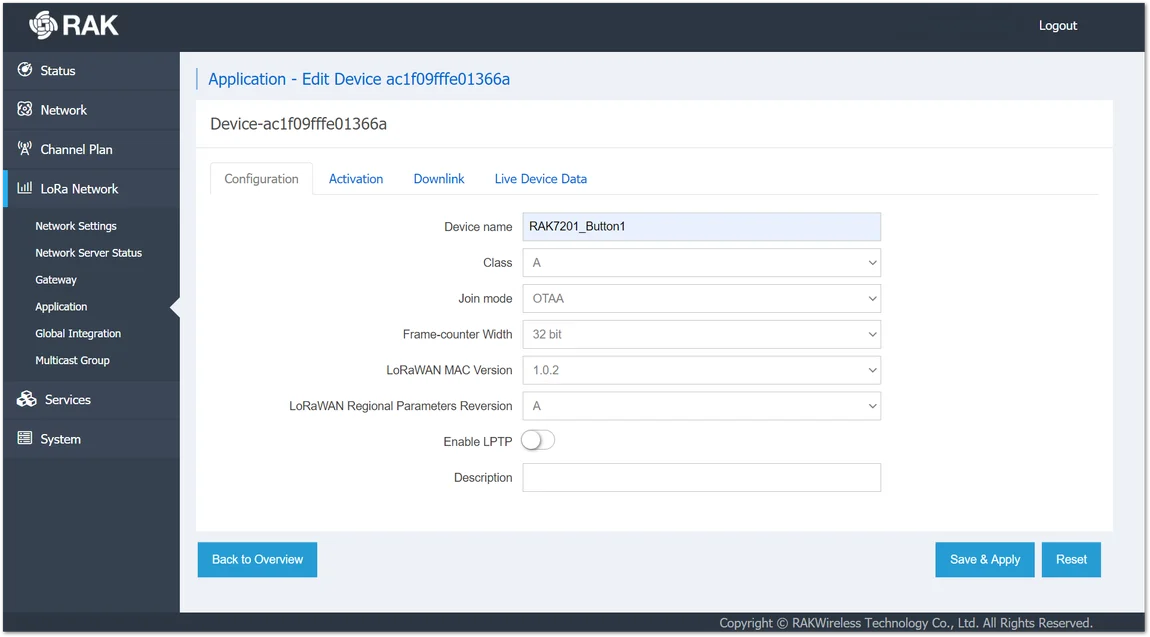 Configuring the devices settings