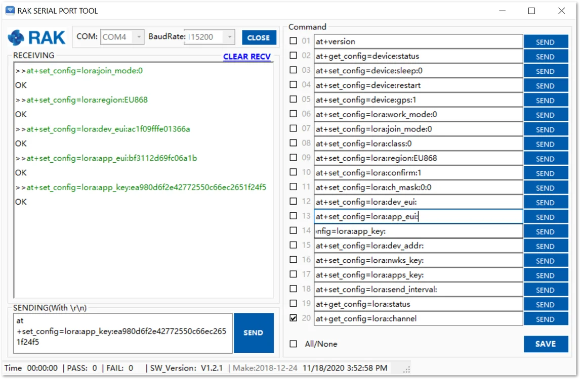 Configuring the RAK WisNode Button 4k in OTAA mode