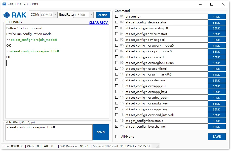 Setting up the RAK7201 WisNode Button 4K operation mode